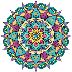 Hand drawing Mandala Vector  design, Mandala pattern colored background, Vector Illustration.