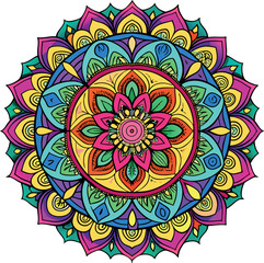 Hand drawing Mandala Vector  design, Mandala pattern colored background, Vector Illustration.