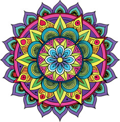 Hand drawing Mandala Vector  design, Mandala pattern colored background, Vector Illustration.