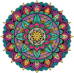 Hand drawing Mandala Vector  design, Mandala pattern colored background, Vector Illustration.