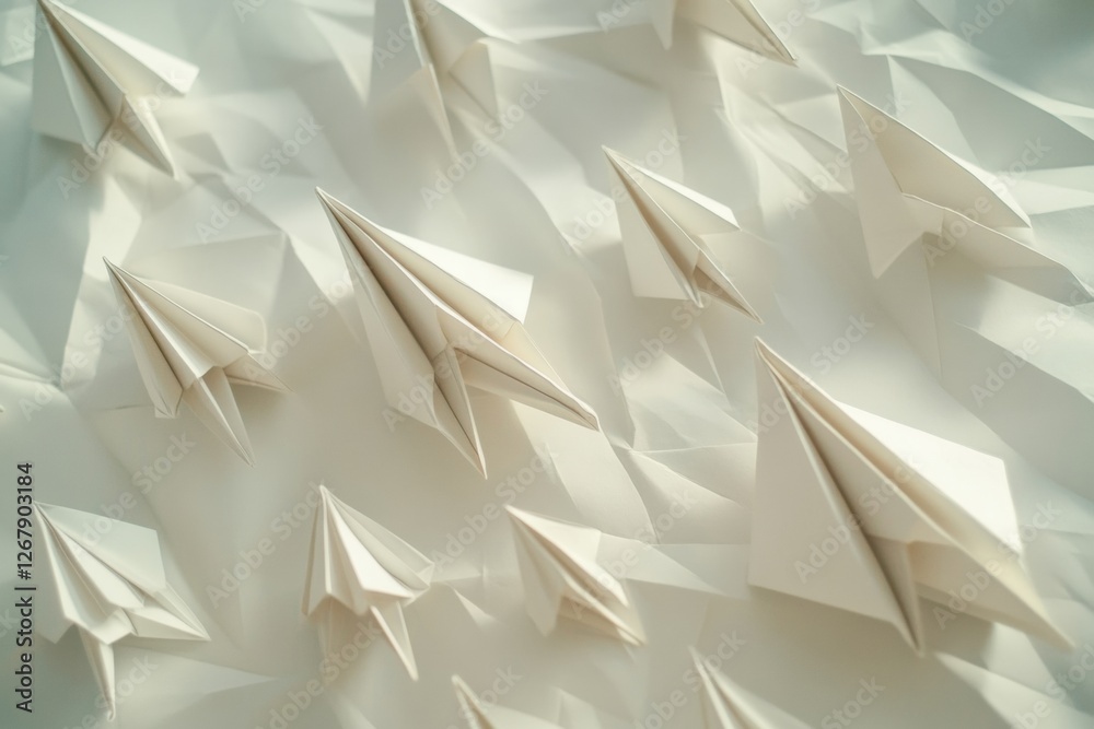 Leinwandbilder group of paper planes flying in one direction with one differing plane highlighting creativity and u