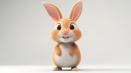 Obraz premium A cartoon rabbit with a big smile on its face. The rabbit is standing on a white background