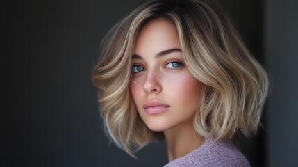 Naklejka premium Textured Bob with Glitter Detail: Hairstyle