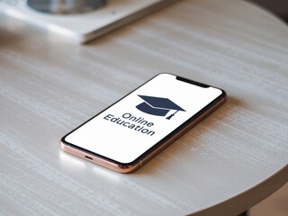 Online education concept displayed on smartphone screen
