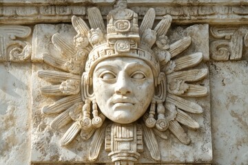 Obraz premium Ancient stone carving of a regal figure.