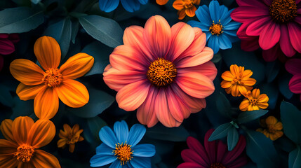 Vibrant floral patterns artistic design digital art colorful environment close-up view nature inspired
