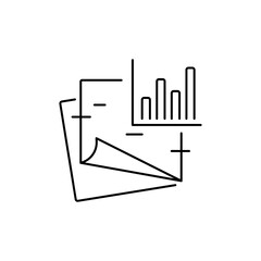 Sticky Note Graph Outline Vector Icon, to note data and statistics.