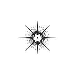 Fototapeta premium Stylized burst graphic with sharp rays emanating from the center representing energy and dynamism, icon