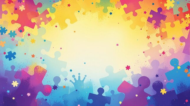 Autism Awareness abstract colorful background with people