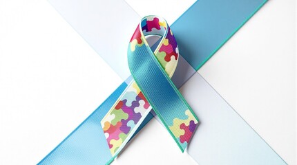 Fototapeta premium Autism Awareness ribbon isolated on white background