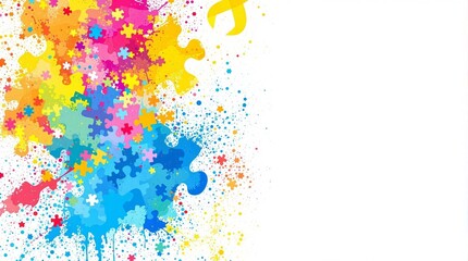 Autism Awareness abstract colorful background with splashes