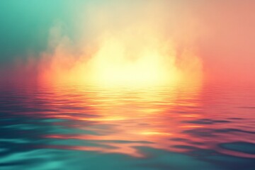 Obraz premium Serene sunset reflected on calm water.