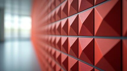 Red geometric wall tiles interior design