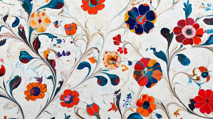 Traditional Turkish marbled paper artwork background 16:9 - Image #1 @fme39856