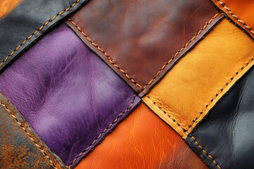 Naklejka premium Multicolored leather patchwork texture