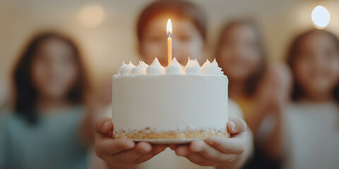 Celebrating a special day with a delicious cake and loved ones. A perfect birthday memory filled with joy and warmth. 