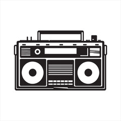 Simple Black and White Boombox Logo &ndash; Flat Design Vector