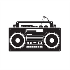 Simple Black and White Boombox Logo &ndash; Flat Design Vector