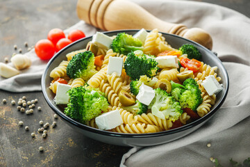 Healthy Italian Fusilli Pasta with Broccoli and Cheese