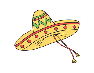 colorful mexican sombrero hat with red and green patterns, yellow base, and decorative red diamonds. perfect for cultural celebrations, fiestas, and themed parties. traditional and vibrant design.