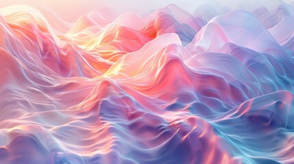Fototapeta premium Abstract waves of flowing fabric ripple gently, blending seamlessly in soft, soothing colors.