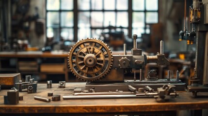 Fototapeta premium Vintage Workshop Machinery: A Glimpse into Industrial Heritage