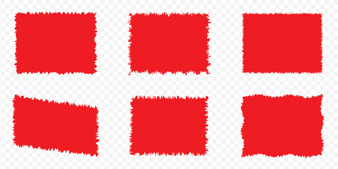 Set of vector border frames with rough edges . Rectangular frame template collection . distress texture . Grunge tiny frame borders isolated on the background . Rough edges effect . EPS 10.