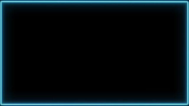 Blue laser beam. Neon laser frame with flickering effect.  Neon laser stroke. Abstract futuristic tunnel neon. Obsessed. Cheka