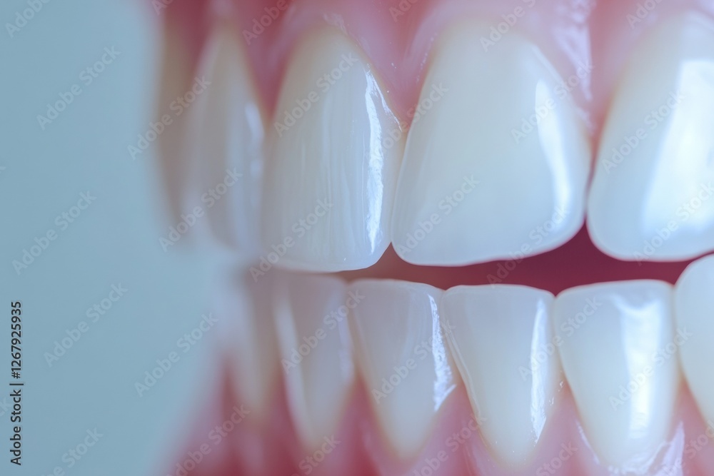 Poster Transformation of teeth with whitening treatment shown in a close up view showcasing bright results and open text area. Generative AI