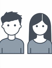 Obraz premium Illustration of two faceless characters, one male and one female, with simple features and neutral expressions