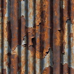 Obraz premium Seamless Pattern - Rusty corrugated metal sheet texture