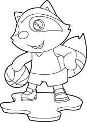 Racoon Basketball player Basketball Animal Vector Graphic Art Illustration