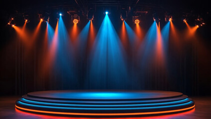 Podium stage for television studio modern theater shows concept background wallpaper