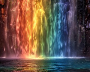 Mist rises gently from the falls, enhancing the dreamlike atmosphere of this magical scene.