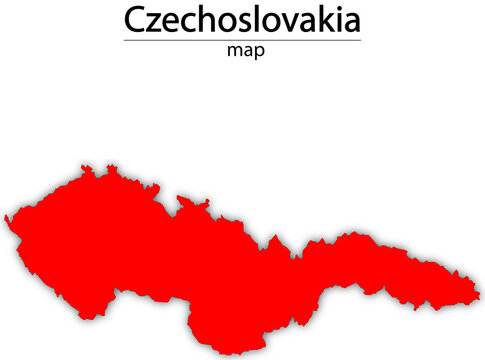 Czechoslovakia map in red  colour with trasparent background