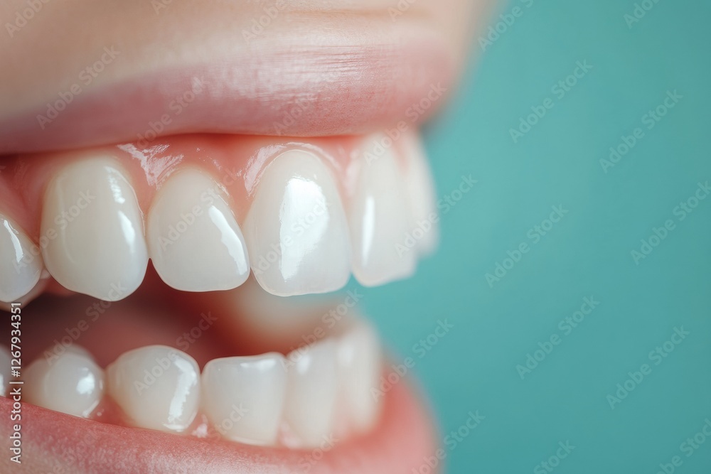 Poster before and after teeth whitening close up showcasing significant transformation in smile brightness 