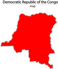 Fototapeta premium Democratic Republic of the Congo map in red colour with trasparent background