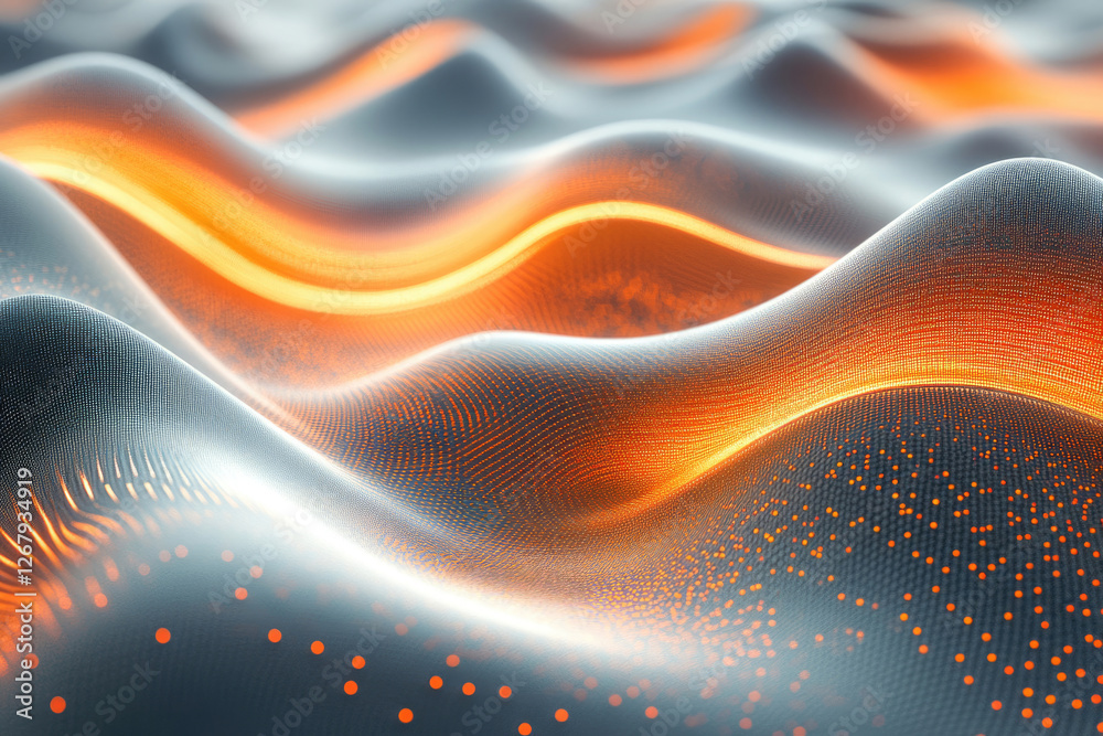 Fototapete abstract 3d rendering of flowing, glowing waves, creating a dynamic and energetic visual.