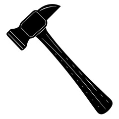 hammer black silhouette vector, Simple silhouette Design vector icon with white background.
