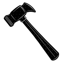 hammer black silhouette vector, Simple silhouette Design vector icon with white background.