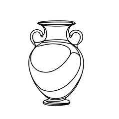 One-Line Contour Drawing of an Ancient Greek Amphora Vase with Two Handles and a Classic Shape