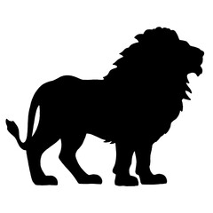 Black Silhouette of a Lion in Profile, Symbolizing Strength, Courage, and Leadership, Majestic Animal Figure, Powerful and Graceful Representation of Wildness and Kingship


