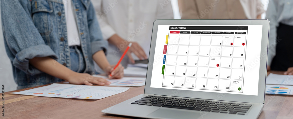 Leinwandbilder calendar on computer software application for brisk schedule planning for personal organizer and onl
