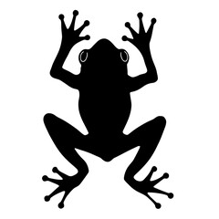 Silhouette of a Frog in Mid-Jump – Dynamic Leap with Front Legs Raised, Legs Bent, Symbolizing Agility, Freedom, and Nature's Vitality, Abstract Representation of Jumping Animal

