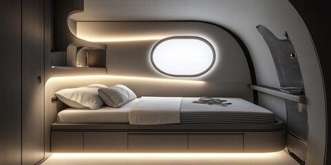 Luxury Yacht Cabin: Modern Minimalist Bedroom Design