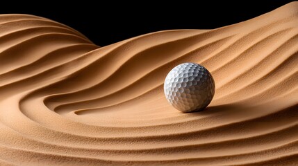 Golf ball action on sand dunes golf course sports photography desert environment low angle viewpoint precision and focus concept