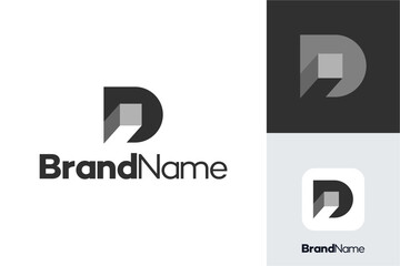 Creative Letter D logo with combination color black and gray in white background, initial icon D Premium vector illustration, Simple modern sign letter D.