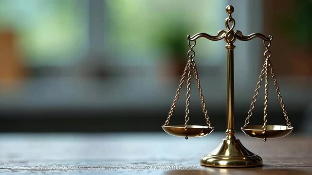 Silver scales of Justice on on a neutral blurred background