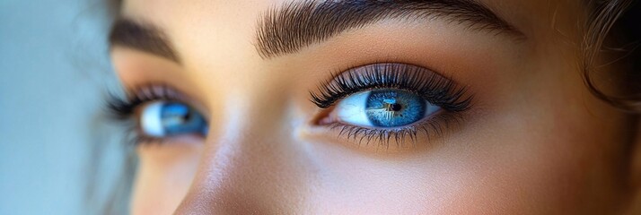 Naklejka premium A professional photo of a woman standing confidently, with her eyebrows and lips enhanced by permanent makeup, showcasing a polished and natural look.