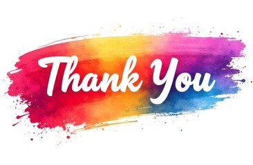 A Thank you poster with a spectrum of brush strokes on a white background. Colorful gradient brush drawing.